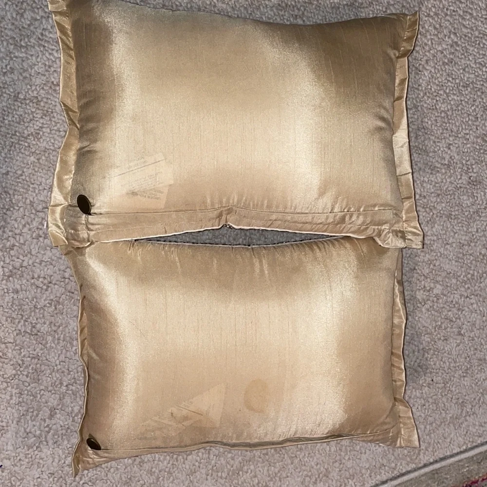Pier 1 Cream and Gold Speckled Accent Pillow Pair